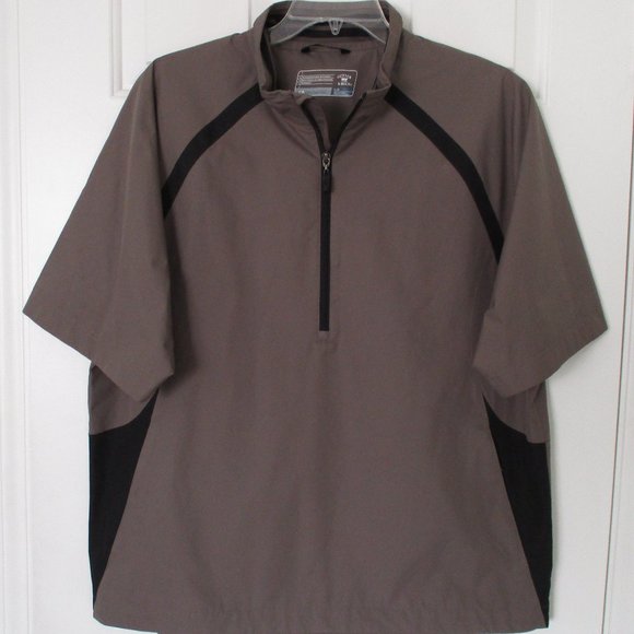 Cutter & Buck Mens S/S Tan 1/2 Zip Fully Lined Golf Wind Shirt NWOT - Large - Picture 1 of 5